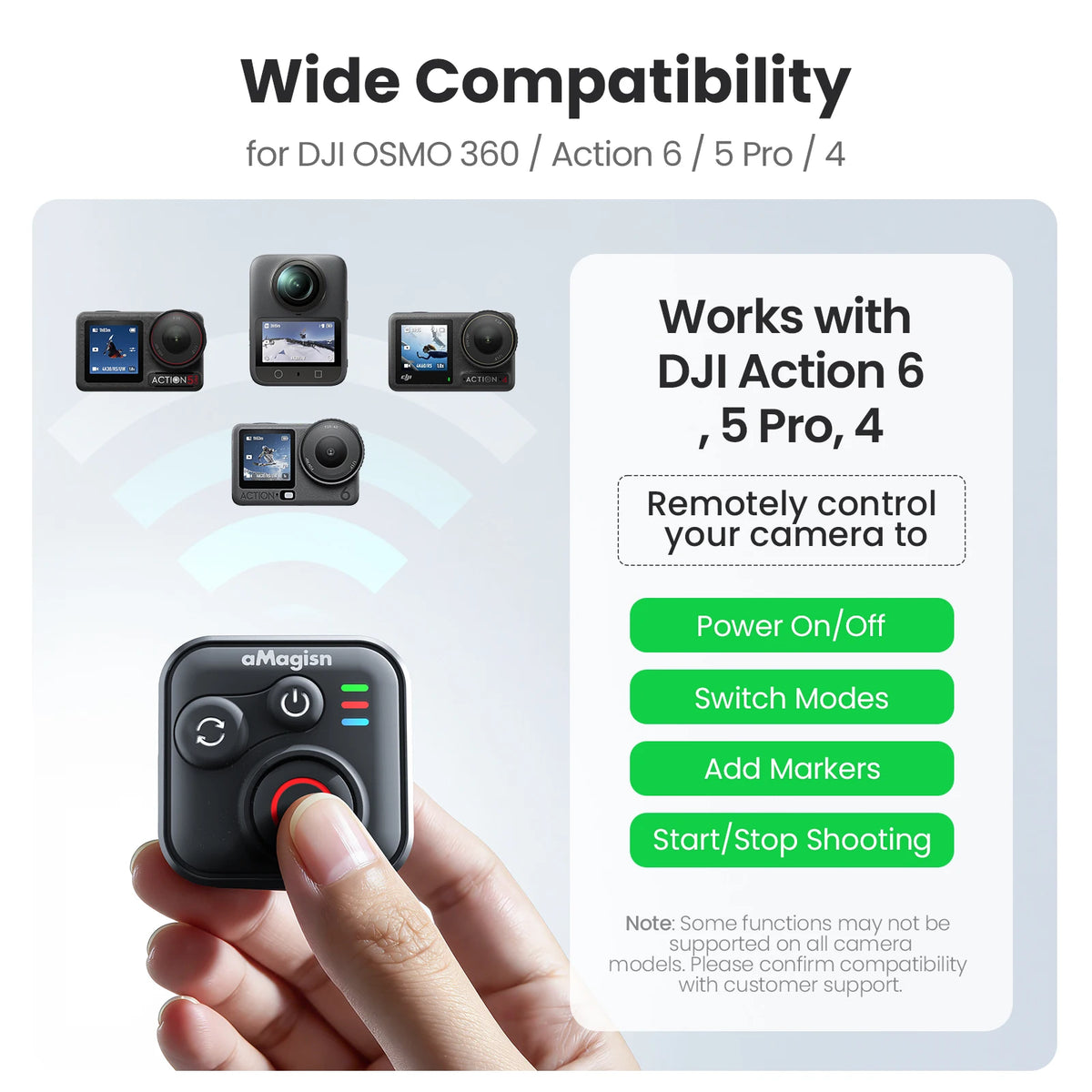 aMagisn 50M Remote Control Camera Shutter Controller for DJI OSMO 360 / Action 6 / 5 Pro / 4 Camera Accessories