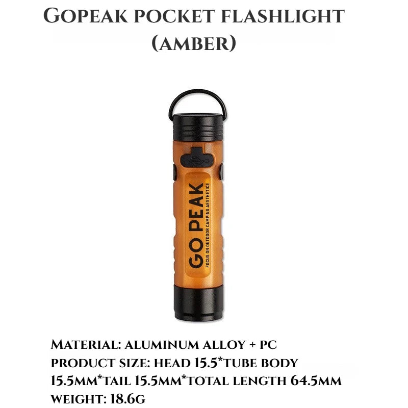 GOPEAK Mini LED Keychain Flashlight – USB Rechargeable Pocket Torch for Camping & Hiking