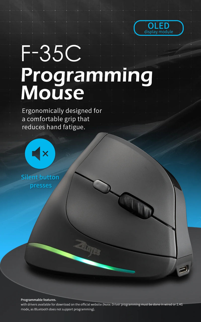 Lefon 2.4G Ergonomic Mouse Vertical Wireless Mouse Rechargeable Gaming Mice for PC Laptop MacOS Office F35C/F35B/F35 버티컬 마