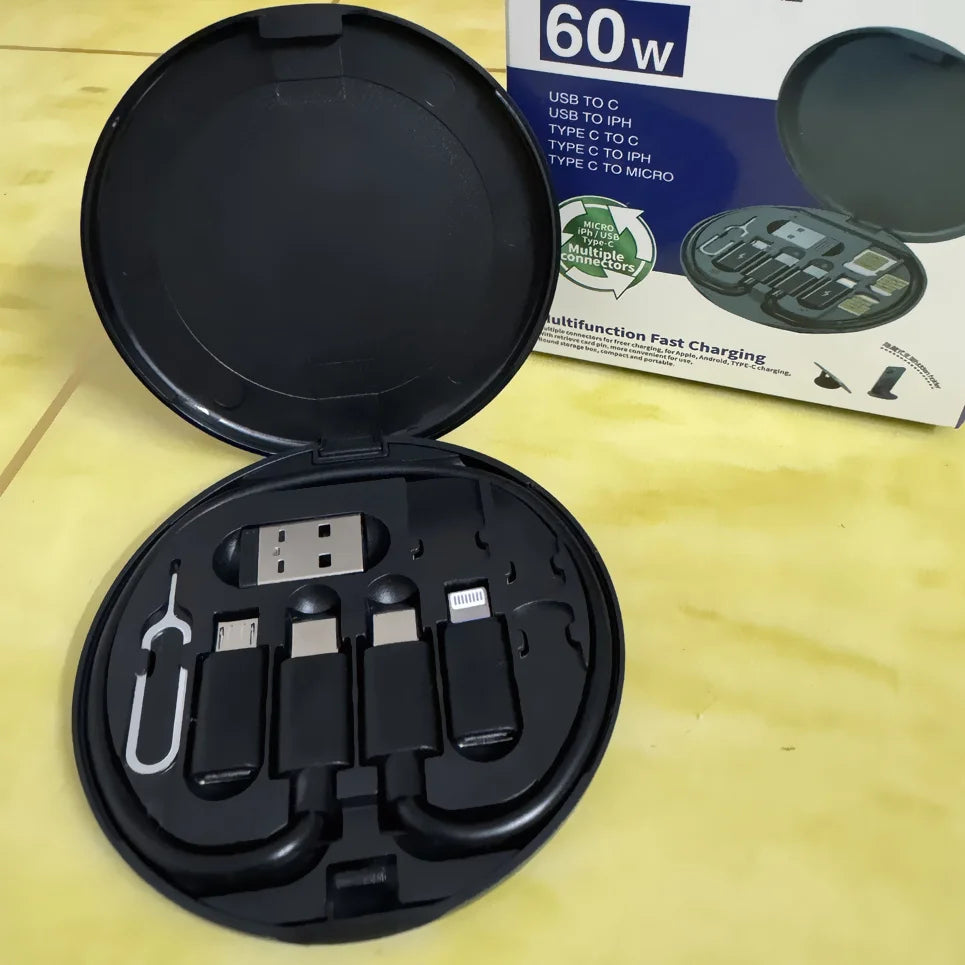 5-in-1 60W Fast Charging Cable Kit – USB-C Multi Adapter Cable for iPhone & Android