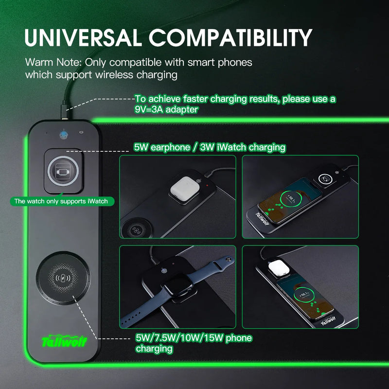 RGB Wireless Charging Gaming Mouse Pad – LED Mouse Mat with Phone Charger
