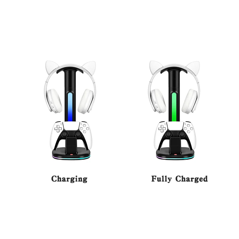 PS5 Controller & Headset Charging Stand – LED Display Dock for PlayStation 5