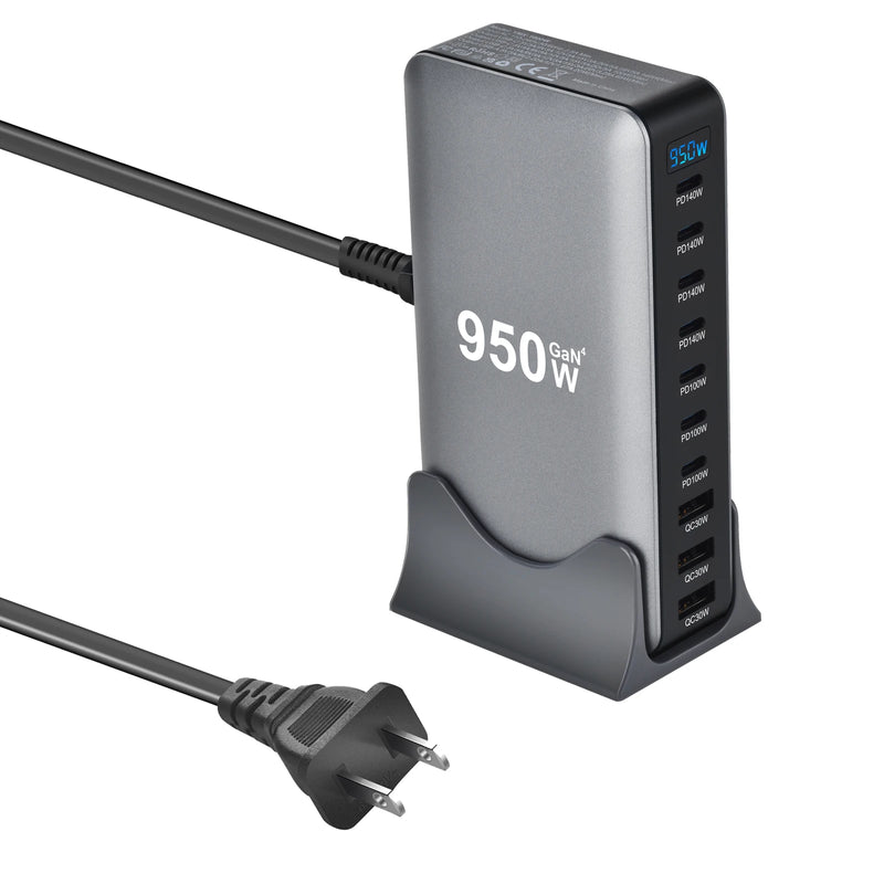 950W USB C GaN Charger 100W PD3.0 PPS QC3.0 Multiport Fast Charging Station For Laptop iPhone Samsung Macbook Pro Tablet