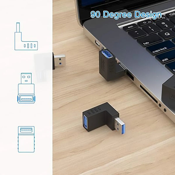 90° Angled USB 3.0 Adapter – Up/Down & Left/Right USB Extension Connector