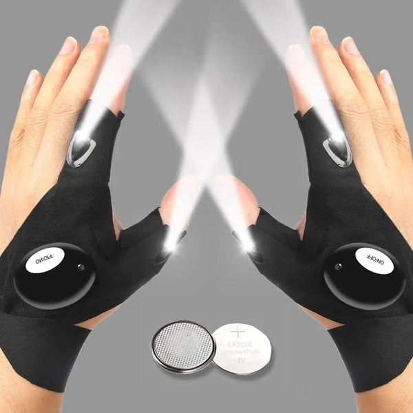 Hands-Free LED Flashlight Gloves – Waterproof Finger Light for Fishing, Camping & Repair