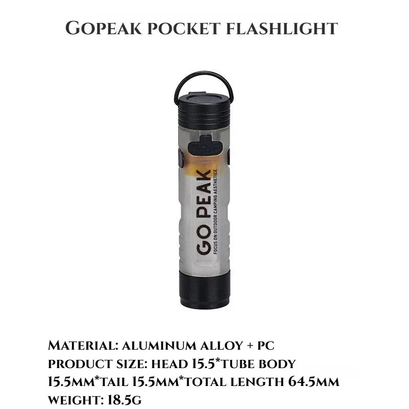 GOPEAK Mini LED Keychain Flashlight – USB Rechargeable Pocket Torch for Camping & Hiking