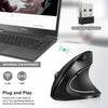 HOMEFISH Vertical Mouse Ergonomic 2.4GHz Wireless Optical Mice 3 Adjustable DPI 800/1200/1600 6 Buttons for Laptop PC Computer