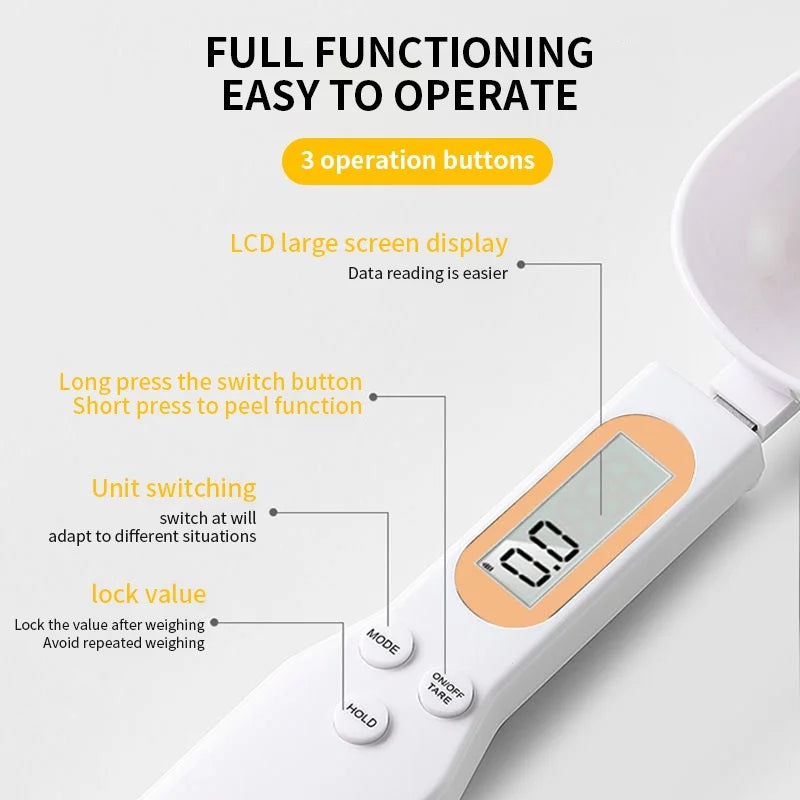 Digital Measuring Spoon Scale – LCD Kitchen Food Scale 0.1g-500g for Coffee, Flour & Spices