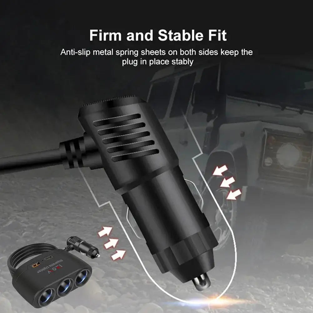 3 In 1 Three USB Charger Splitter Outlet Power Adapter Fast Charger Plug 12V Car Cigarette Lighter Socket For Car DVR GPS Dashca