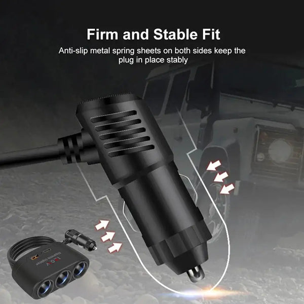 3 In 1 Three USB Charger Splitter Outlet Power Adapter Fast Charger Plug 12V Car Cigarette Lighter Socket For Car DVR GPS Dashca