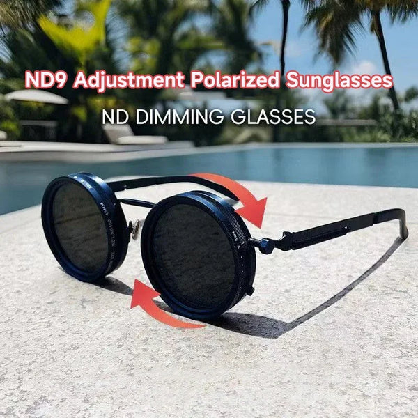 ND9 Polarized Round Sunglasses – Adjustable Dimming Retro Outdoor Shades