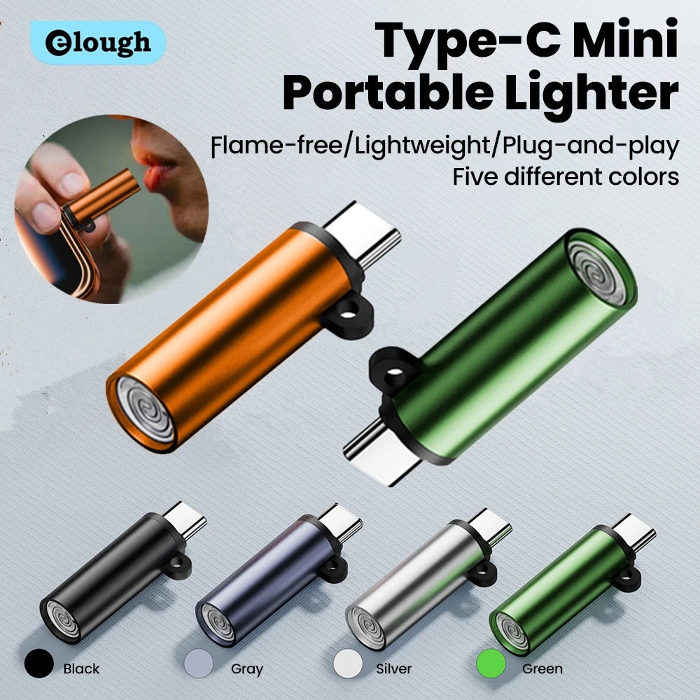 Type C Mini Cigarette Lighter Blow-to-Ignite Auto Shut-Off Outdoor Safety USB C Mobile Cigarette Lighter Adapter For iPhone 17