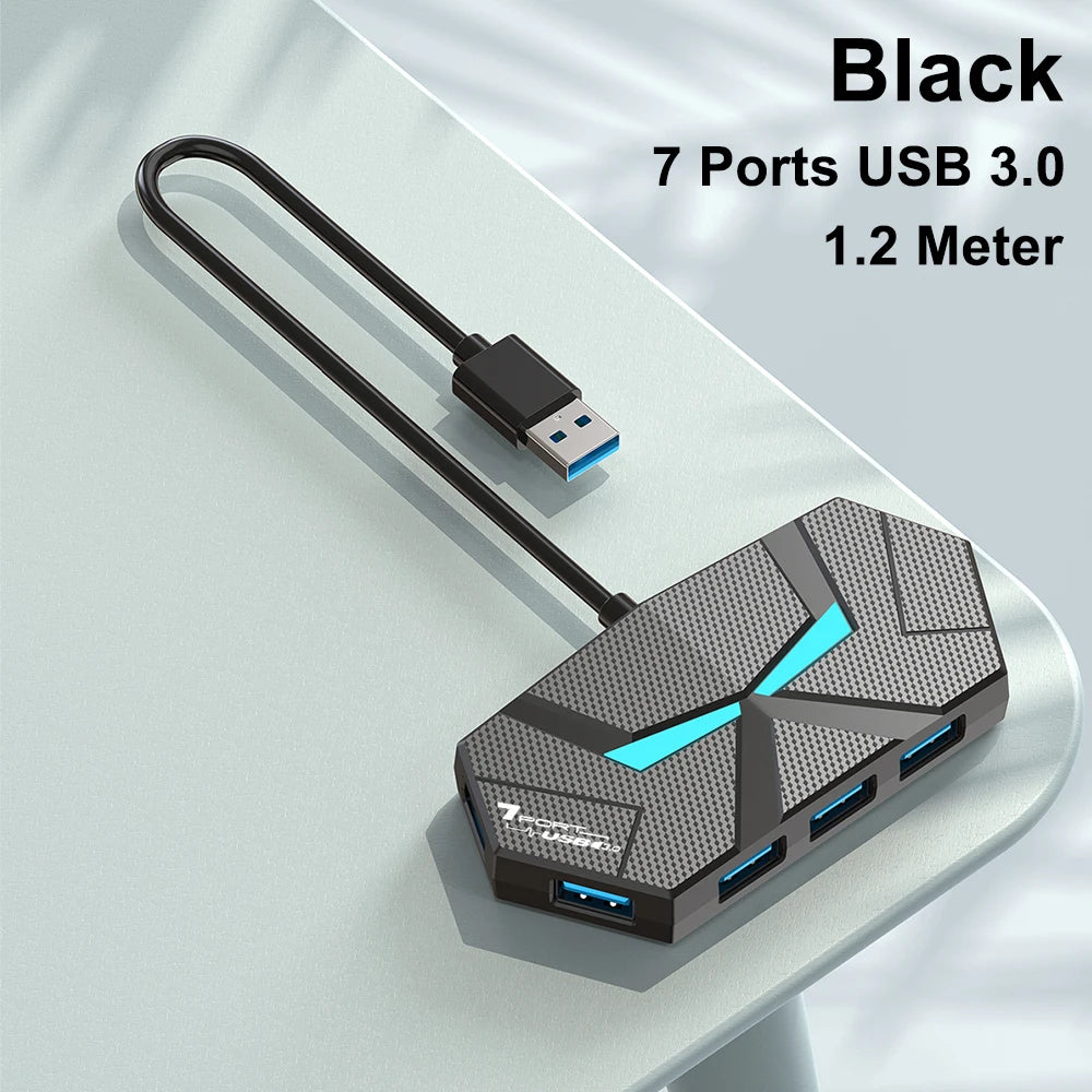 7-in-1 USB-C Hub Docking Station – 5Gbps High-Speed USB 3.0 Splitter for Laptop & PC