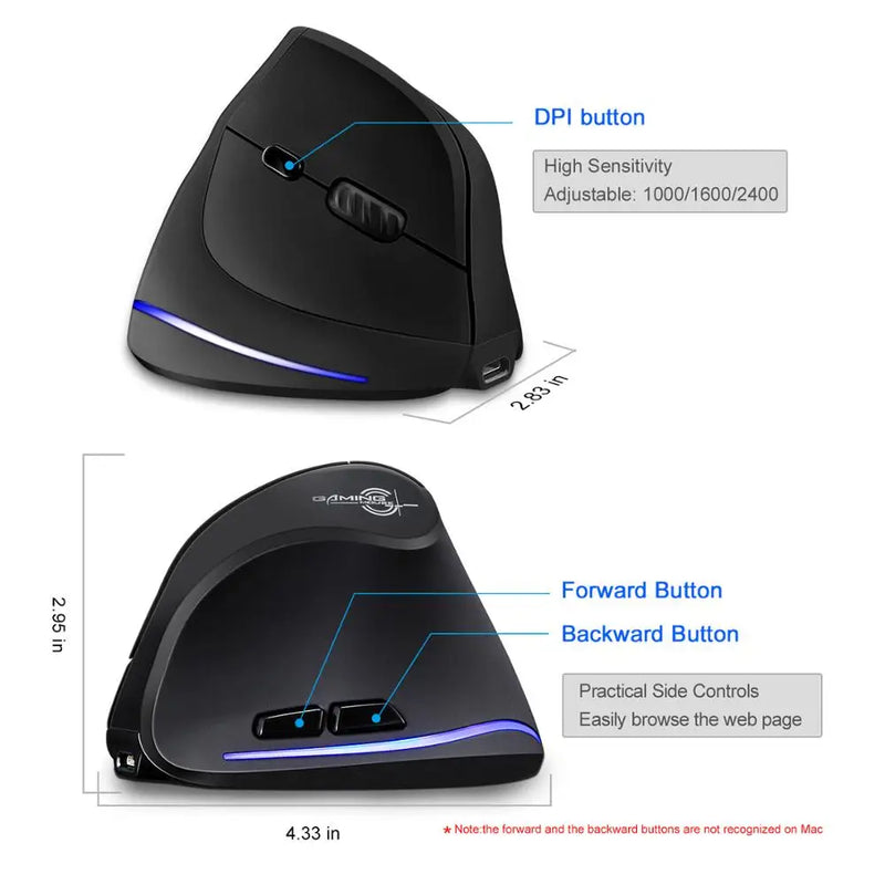 Lefon 2.4G Ergonomic Mouse Vertical Wireless Mouse Rechargeable Gaming Mice for PC Laptop MacOS Office F35C/F35B/F35 버티컬 마