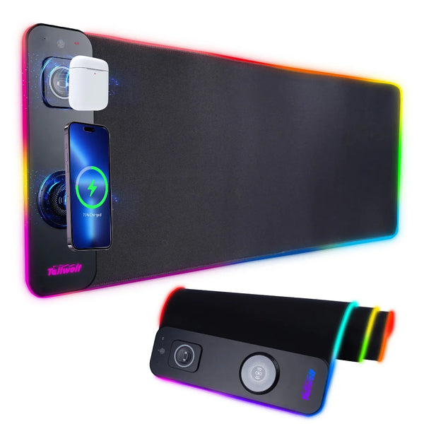 RGB Wireless Charging Gaming Mouse Pad – LED Mouse Mat with Phone Charger