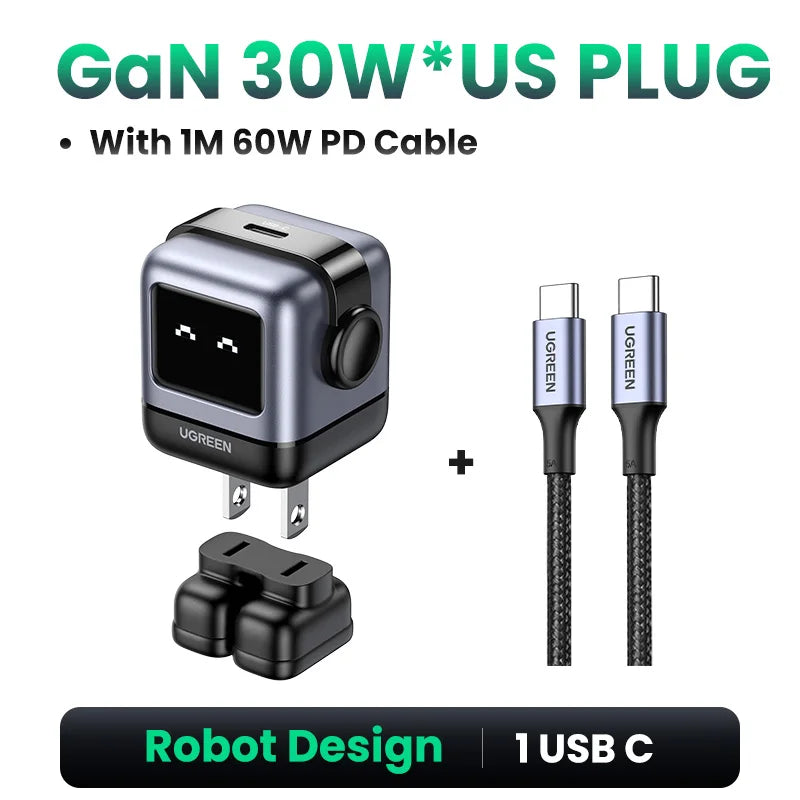 UGREEN Charger Robot Design 30W 65W PD3.0 Fast Charger PPS
