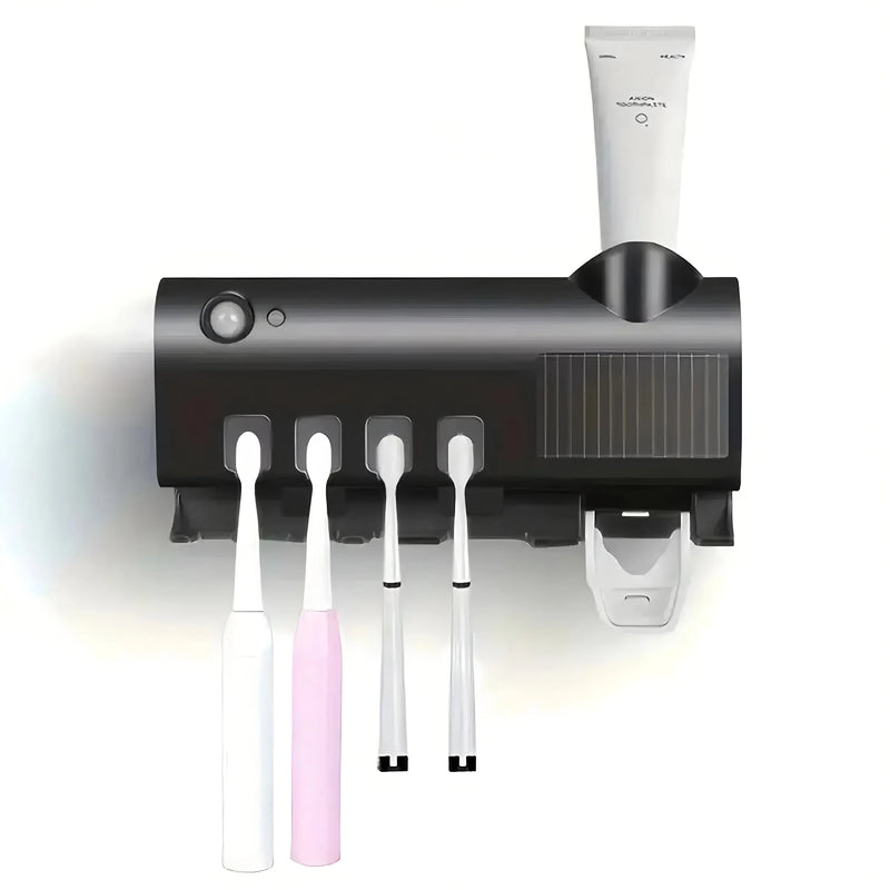 Toothbrush Holder Wall Mounted Solar UV Light Ultraviolet Toothbrush Sterilizer Automatic Toothpaste Holders Bathroom Accessory