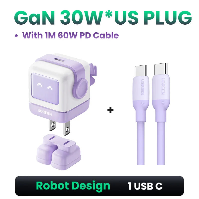 UGREEN Charger Robot Design 30W 65W PD3.0 Fast Charger PPS