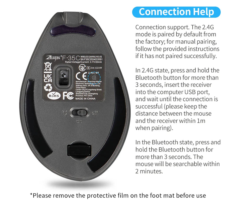 Lefon 2.4G Ergonomic Mouse Vertical Wireless Mouse Rechargeable Gaming Mice for PC Laptop MacOS Office F35C/F35B/F35 버티컬 마