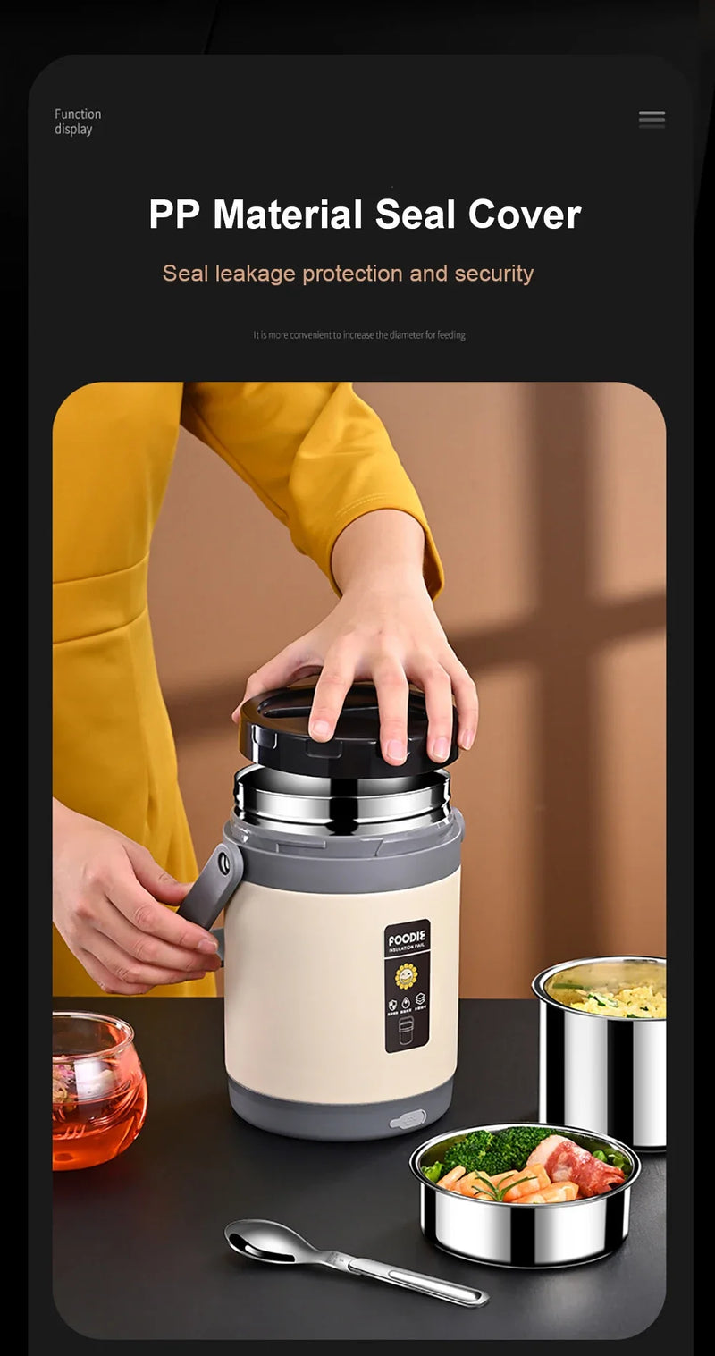 USB Electric Heated Lunch Box Stainless Steel Food Warmer Bento Thermal Boxes for Office School Lunch Box Container Constant 65℃