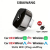 Wireless CarPlay Adapter for Apple iPhone ＆Android Auto 2 in 1, Mini USB CarPlay Dongle Wirn with Fast Stable Connection