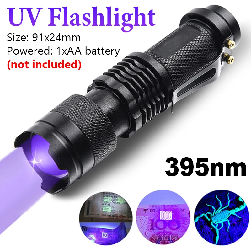 UV Flashlight Black Light Powerful Small Blacklight Flashlight UV Light