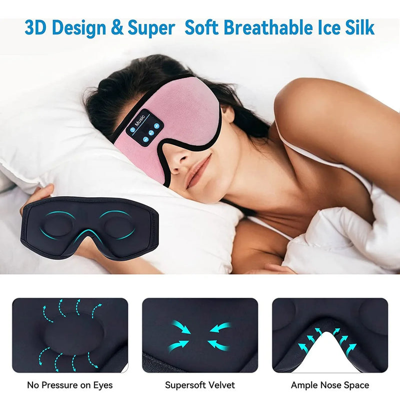 Bluetooth Sleep Headphones Headband – Wireless Music Eye Mask for Side Sleepers