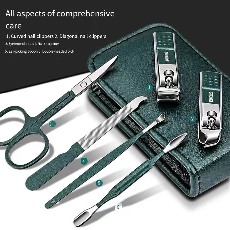 6-Piece Professional Manicure Set – Portable Nail Clipper & Grooming Kit