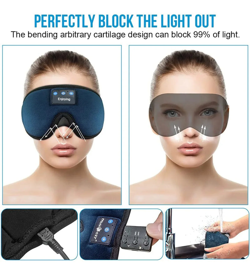 Bluetooth Sleep Headphones Headband – Wireless Music Eye Mask for Side Sleepers
