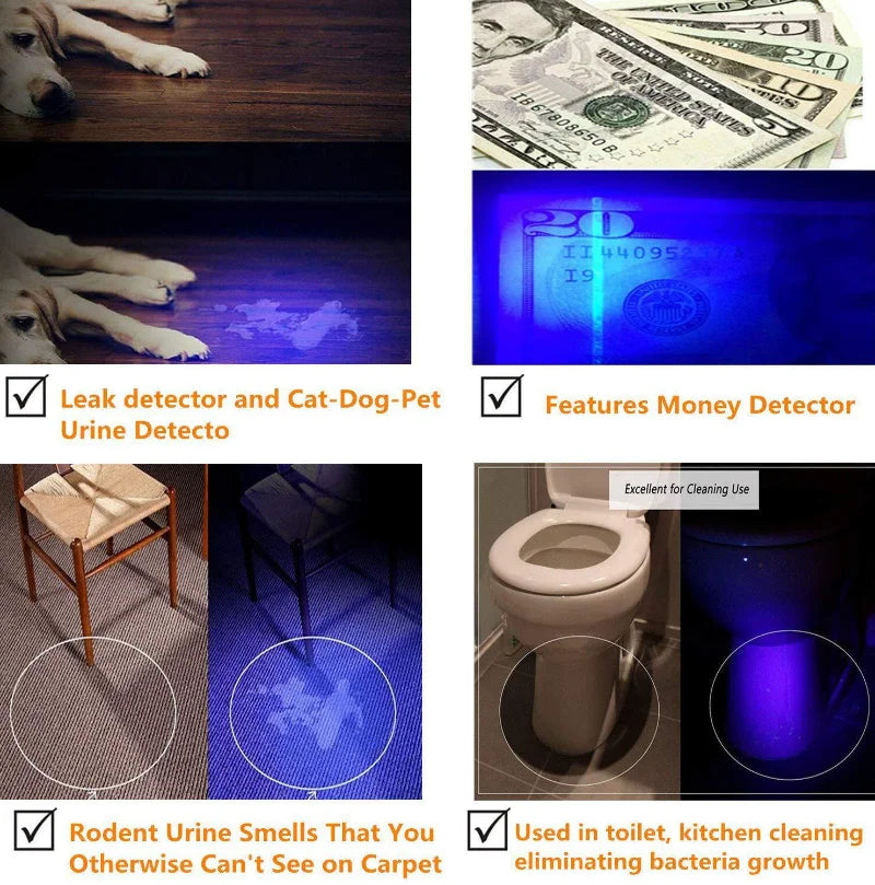 UV Flashlight Black Light Powerful Small Blacklight Flashlight UV Light