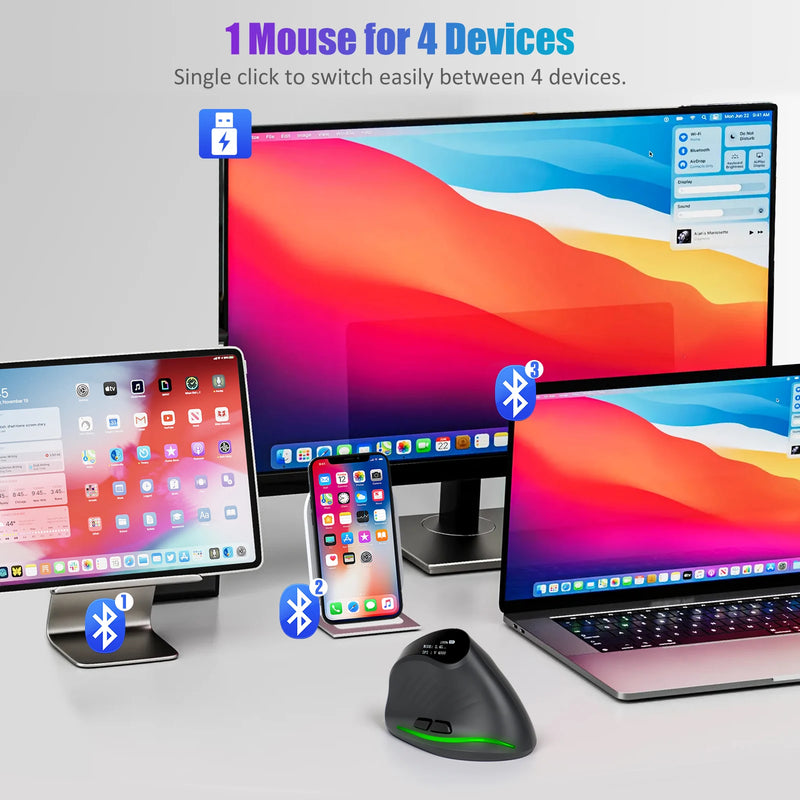 Lefon 2.4G Ergonomic Mouse Vertical Wireless Mouse Rechargeable Gaming Mice for PC Laptop MacOS Office F35C/F35B/F35 버티컬 마