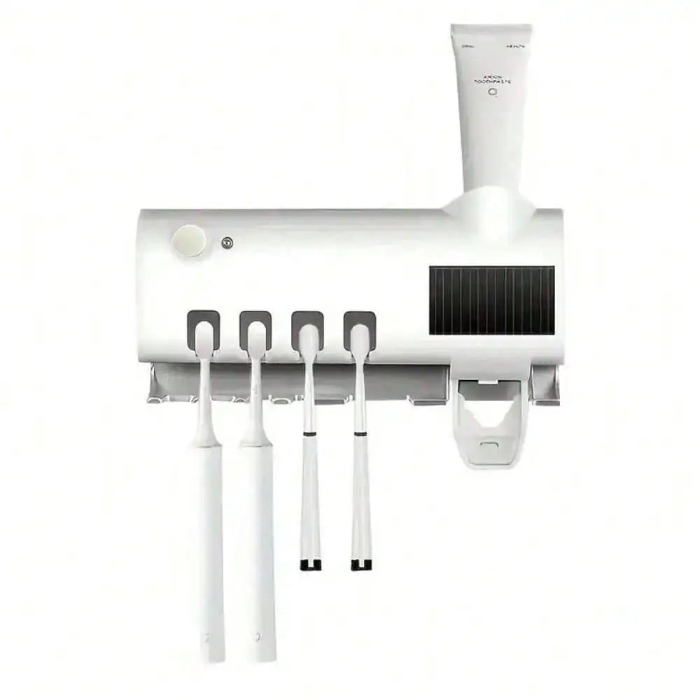 Toothbrush Holder Wall Mounted Solar UV Light Ultraviolet Toothbrush Sterilizer Automatic Toothpaste Holders Bathroom Accessory