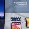 Car mounted magnetic cable management, silicone cable clamp, desktop multi-purpose wire holder, 5 clips for lighting USB C micro