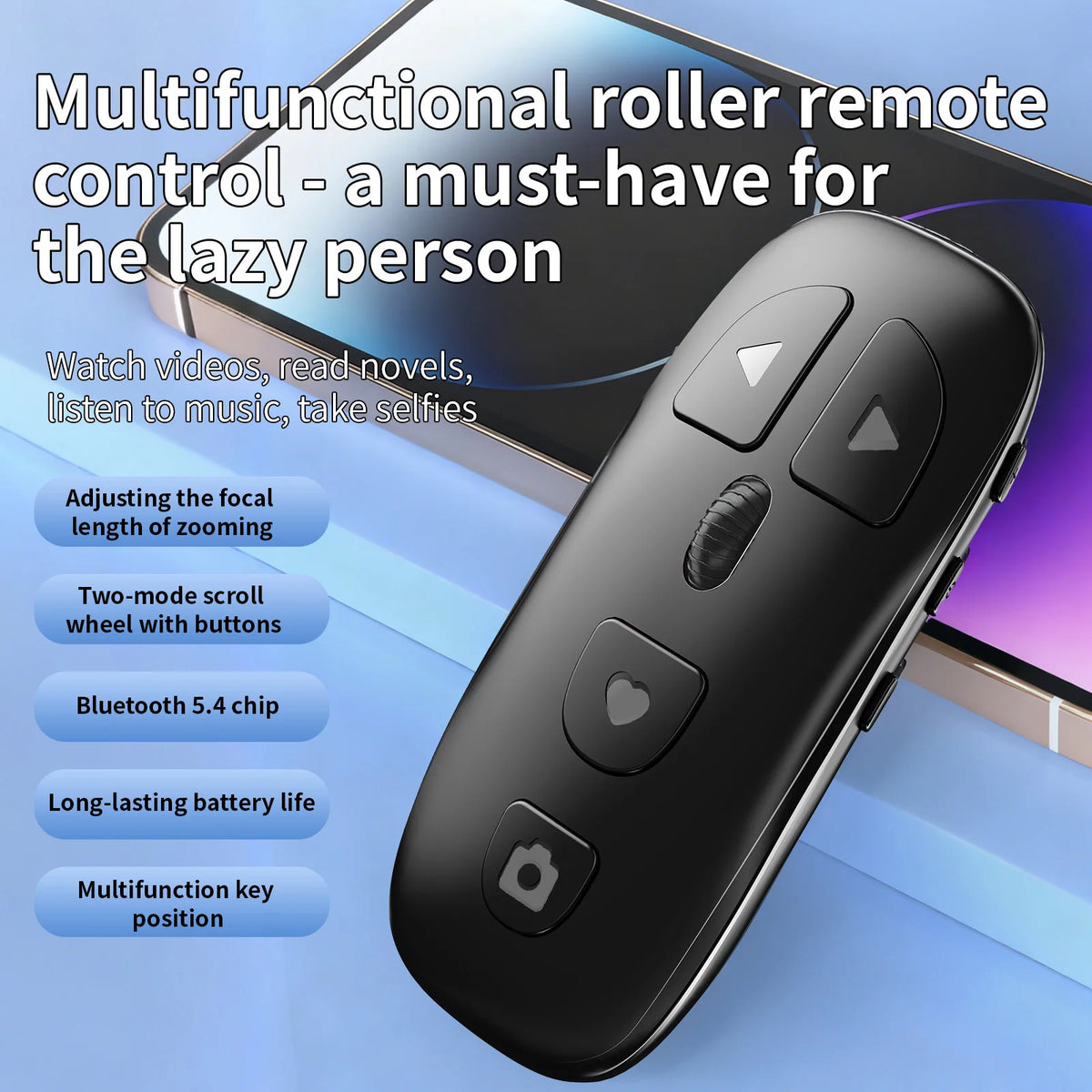 Wireless Bluetooth Selfie Lazy Brush Short Video Life Novel Mobile Phone Bluetooth  Remote Controller  Page Turner Scrolling