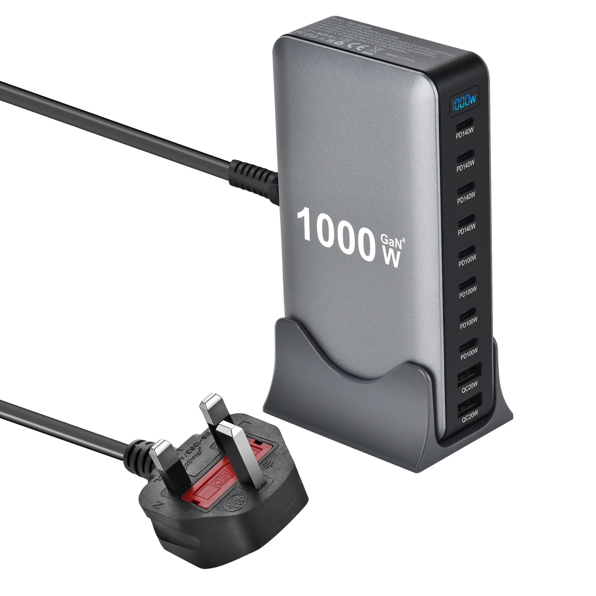 1000W GaN Fast Charging Station for iPhone Samsung For Xiaomi Huawei 10-Port Fast Desktop Charger PD3.1 USB Type C Dropshipping