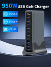 950W USB C GaN Charger 100W PD3.0 PPS QC3.0 Multiport Fast Charging Station For Laptop iPhone Samsung Macbook Pro Tablet