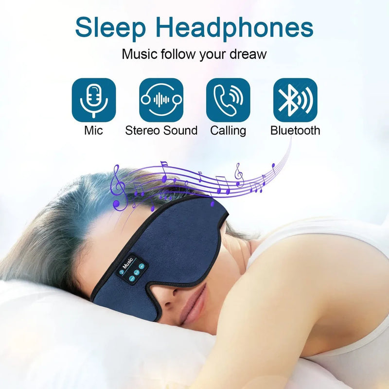 Bluetooth Sleep Headphones Headband – Wireless Music Eye Mask for Side Sleepers