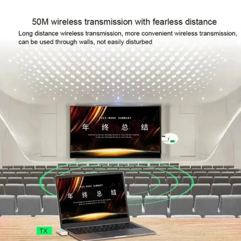 HDMI-Compatible Wireless Video Transmitter 50m Type C  Receiver Extender Adapter TV Stick Dongle for PC Phone TV Monitor Laptop