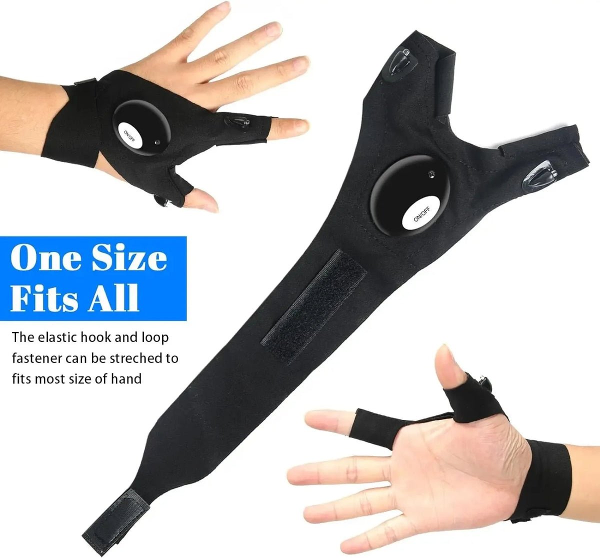 Hands-Free LED Flashlight Gloves – Waterproof Finger Light for Fishing, Camping & Repair