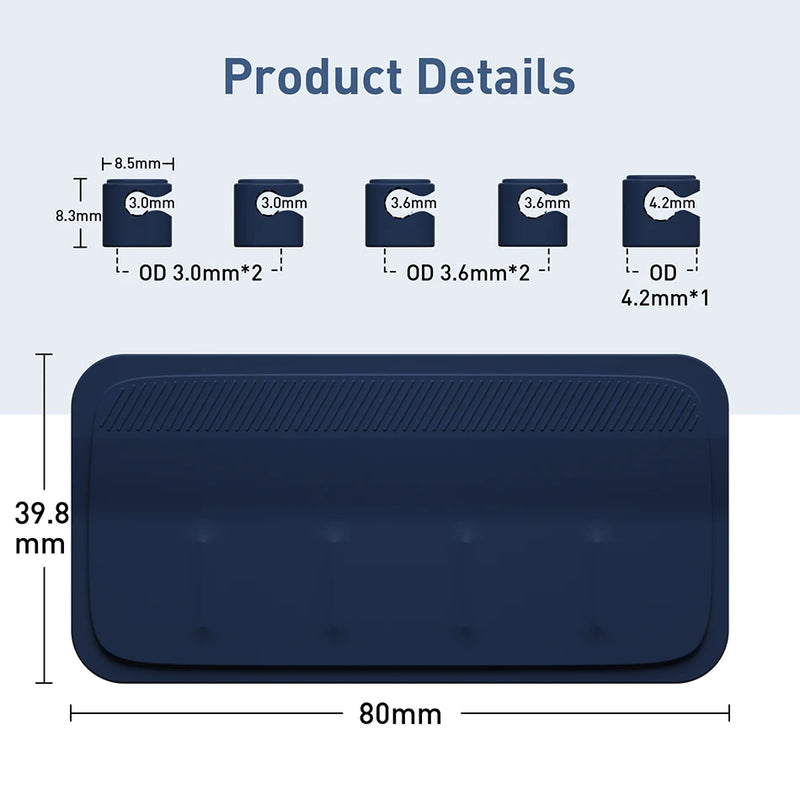 Car mounted magnetic cable management, silicone cable clamp, desktop multi-purpose wire holder, 5 clips for lighting USB C micro