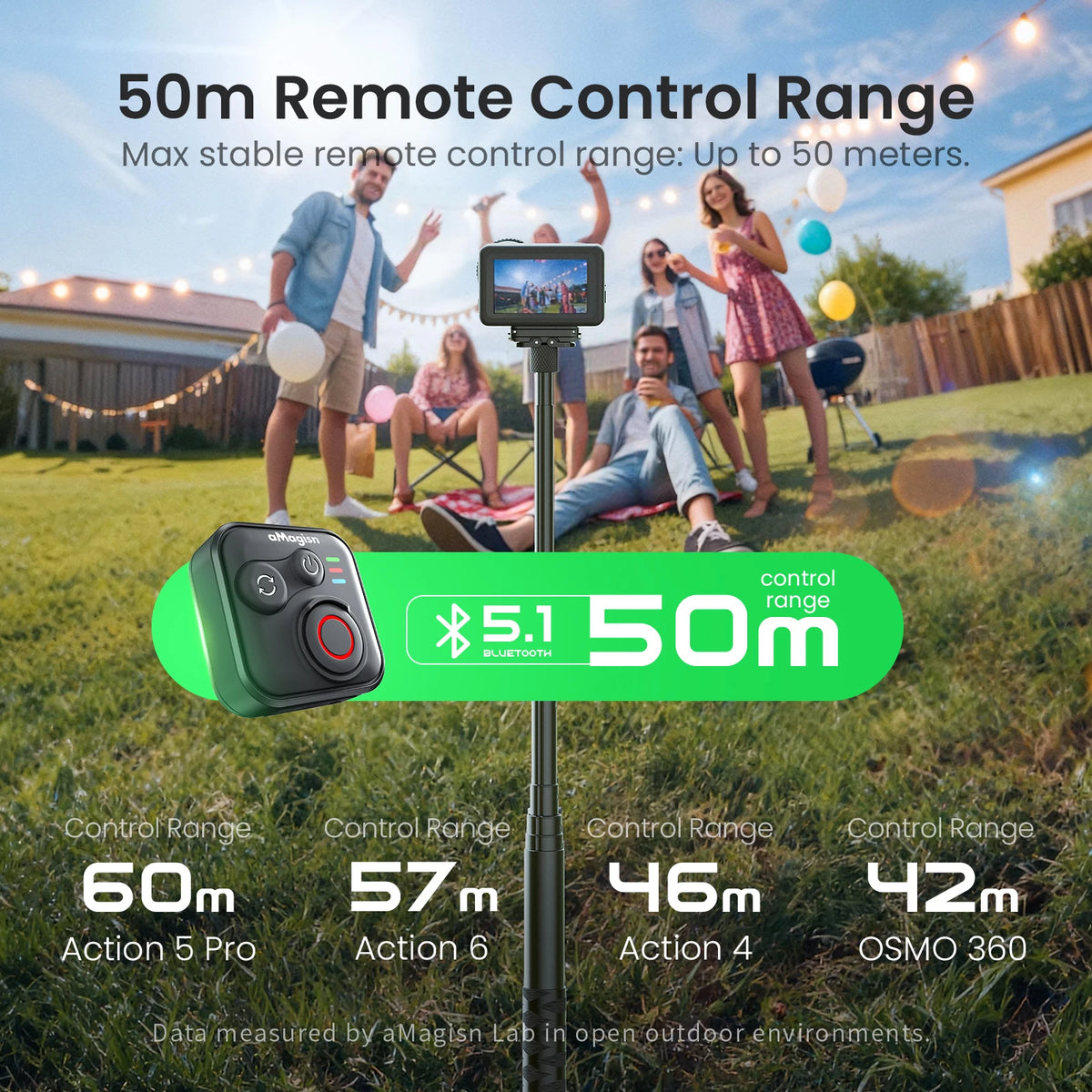aMagisn 50M Remote Control Camera Shutter Controller for DJI OSMO 360 / Action 6 / 5 Pro / 4 Camera Accessories