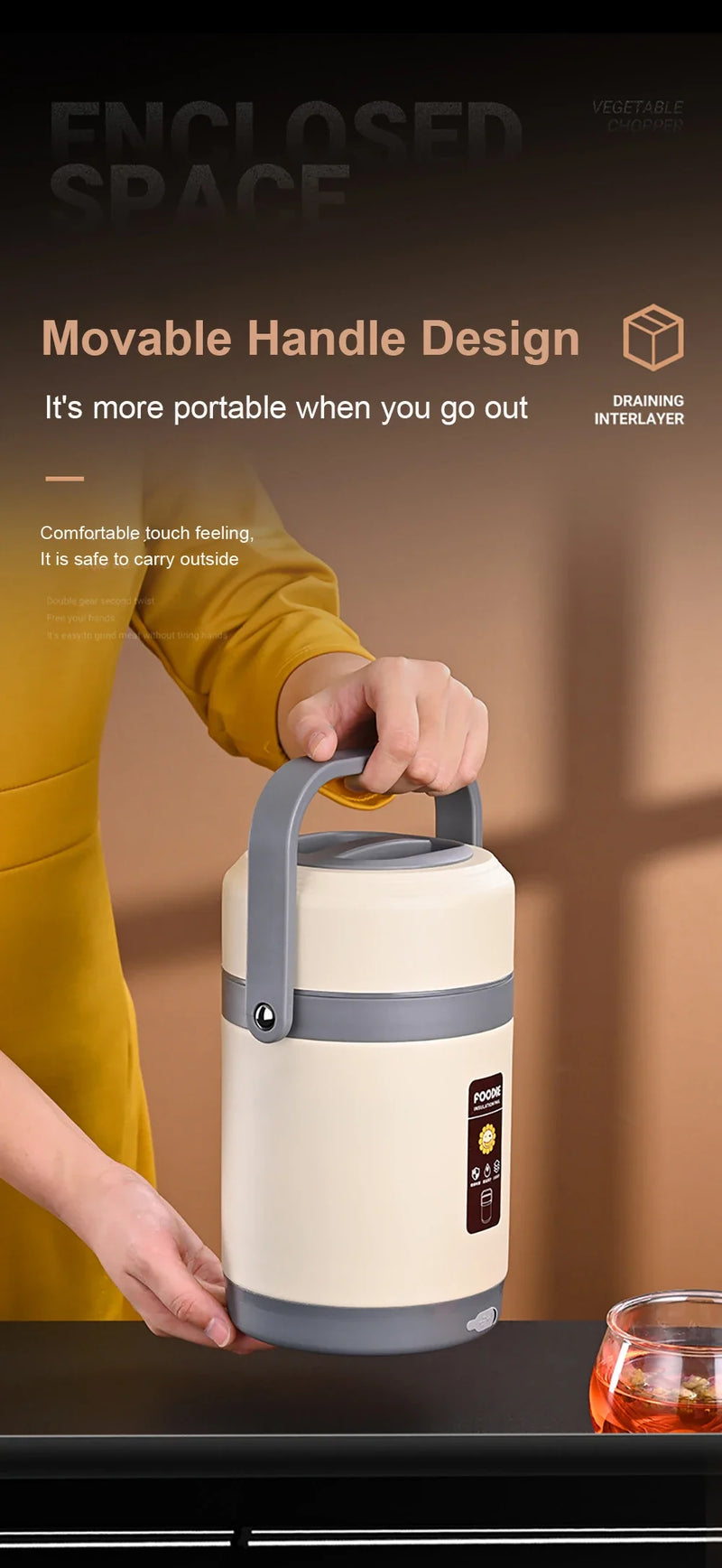USB Electric Heated Lunch Box Stainless Steel Food Warmer Bento Thermal Boxes for Office School Lunch Box Container Constant 65℃