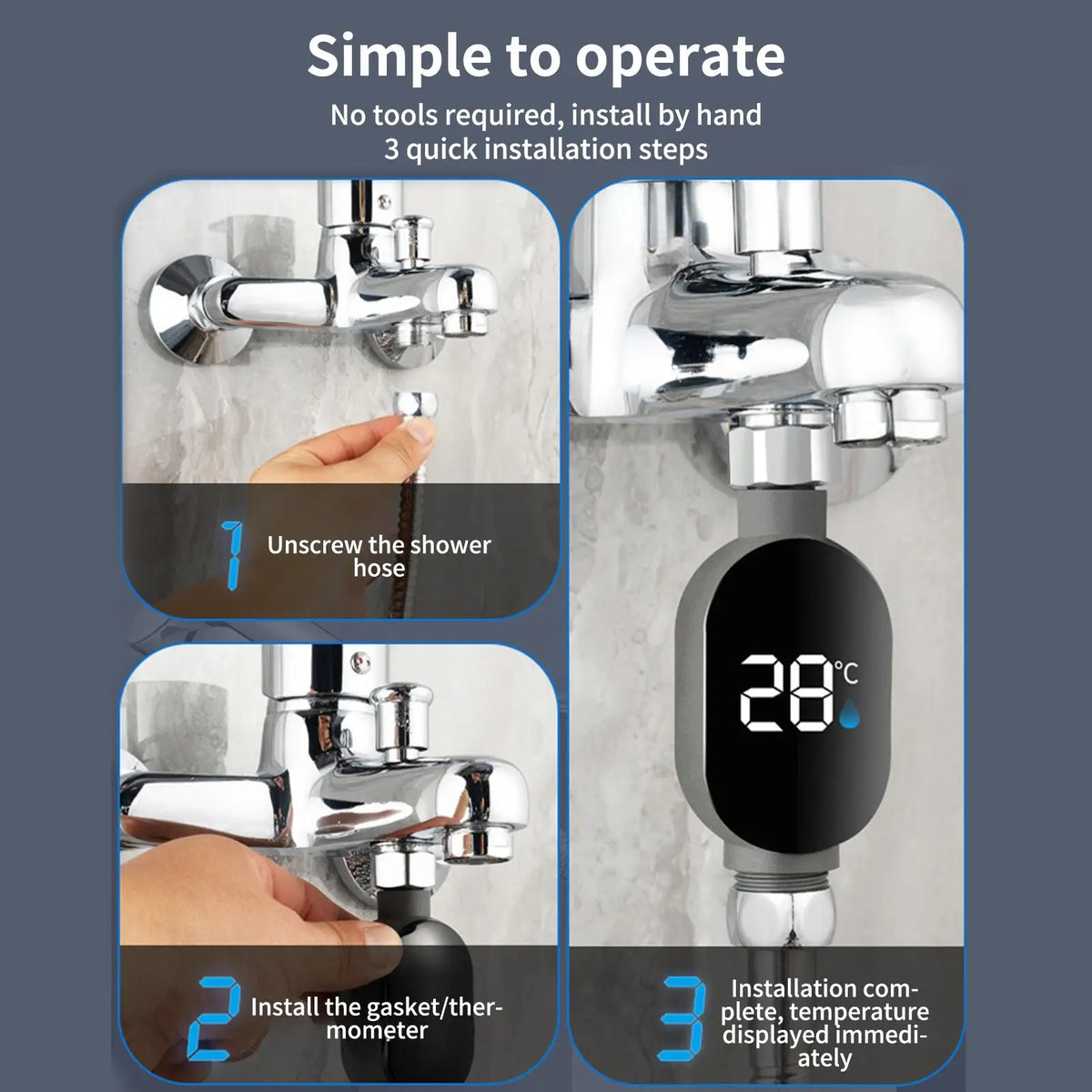 Smart Digital Faucet Thermometer – LED Temperature Display for Shower & Bath